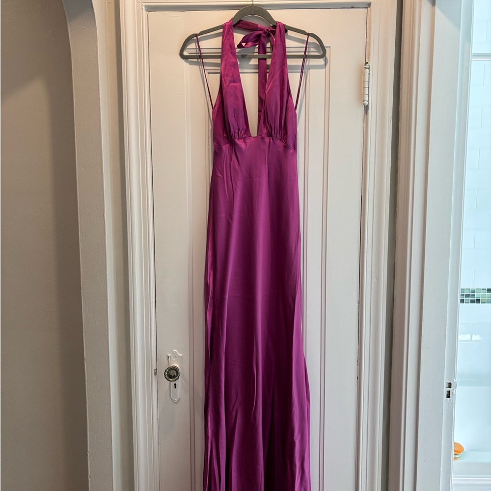 Nicole Miller Silk Fuchsia Halter Dress